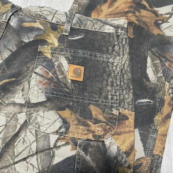 Vintage Carhartt Realtree Hardwood Camo B158 CMO Dungaree Fit Pants Jeans 42x32 - Picture 4 of 8